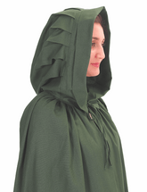 DINA Cotton Green Hooded Cloak – Medieval Viking Timeless Elegance and Practicality
